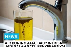 Gambar keran air yang mengeluarkan air kuning karena permasalahan saluran pipa